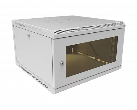 Шкаф телекоммуникационный настенный разборный МИКсистем 19" Keys 6U 600x600  дверь стекло серый