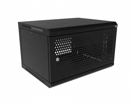 Шкаф телекоммуникационный настенный разборный МИКсистем 19" Basis 6U 600x450  дверь перфорация черный