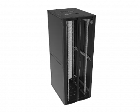 Шкаф телекоммуникационный напольный МИКсистем серия ECO+ 19" 42U 800*1000 дверь перфорация 2 створки/перфорация 2 створки черный